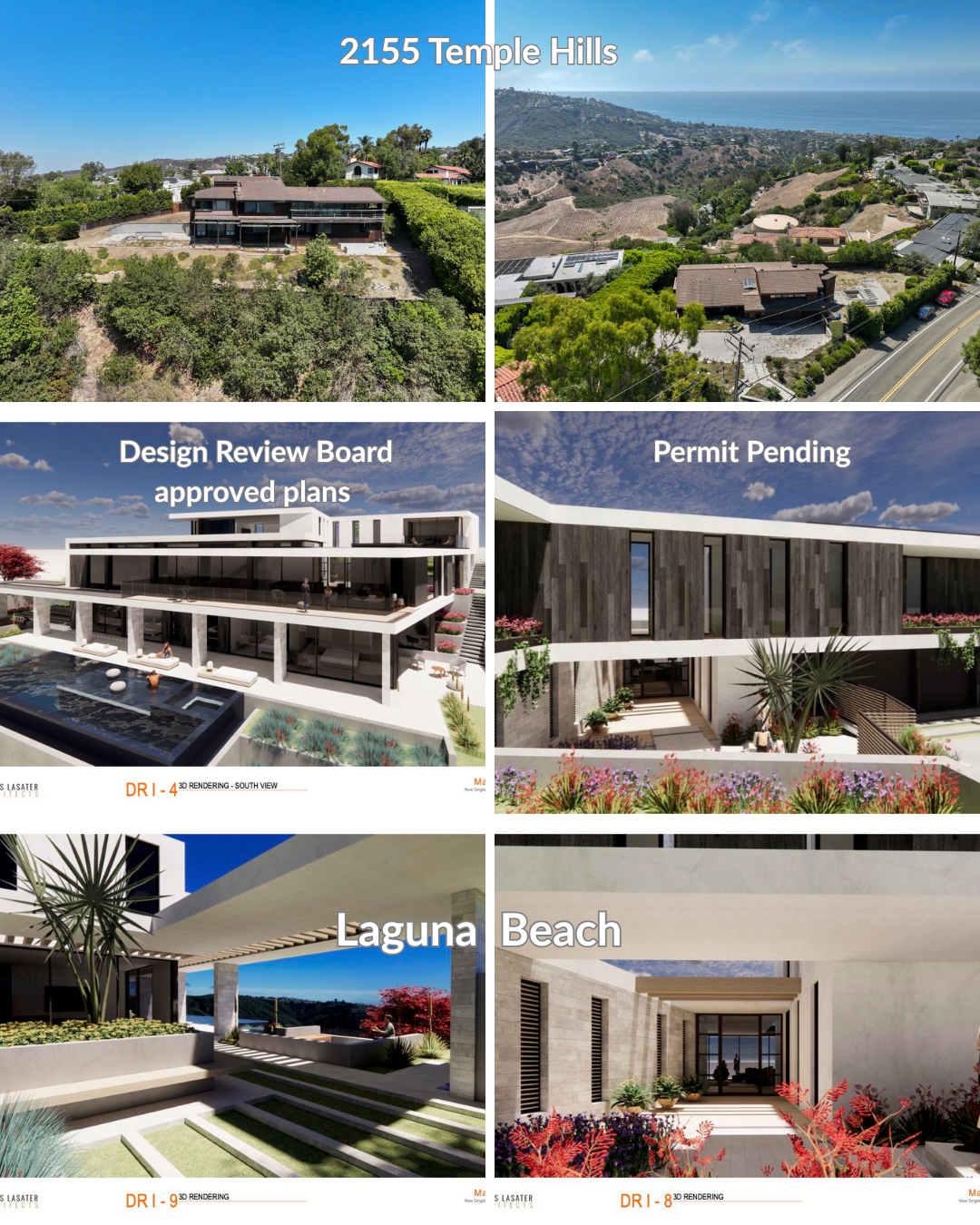 Anders Lasater Architects renderings for The Sunset Duet and Sunrise Duet, 2155 Temple Hills Drive