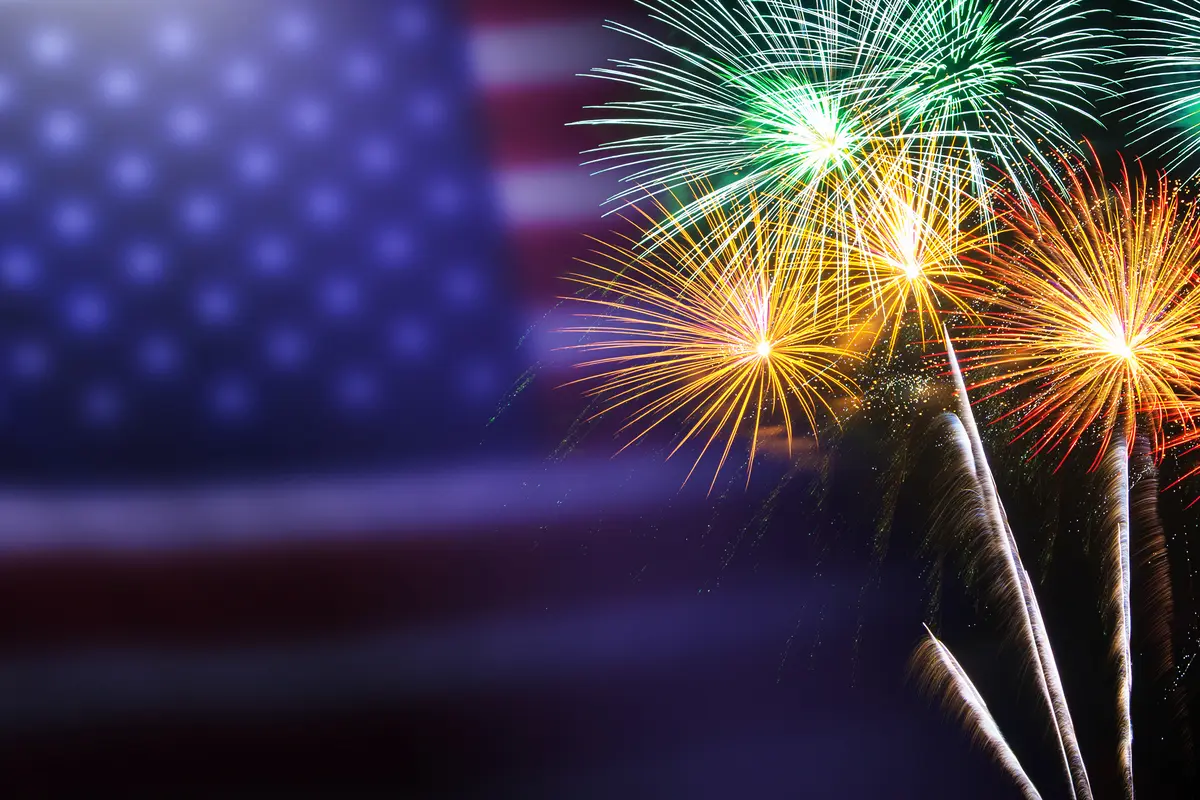 Fourth of July fireworks over the Laguna Beach coastline at Heisler Park
